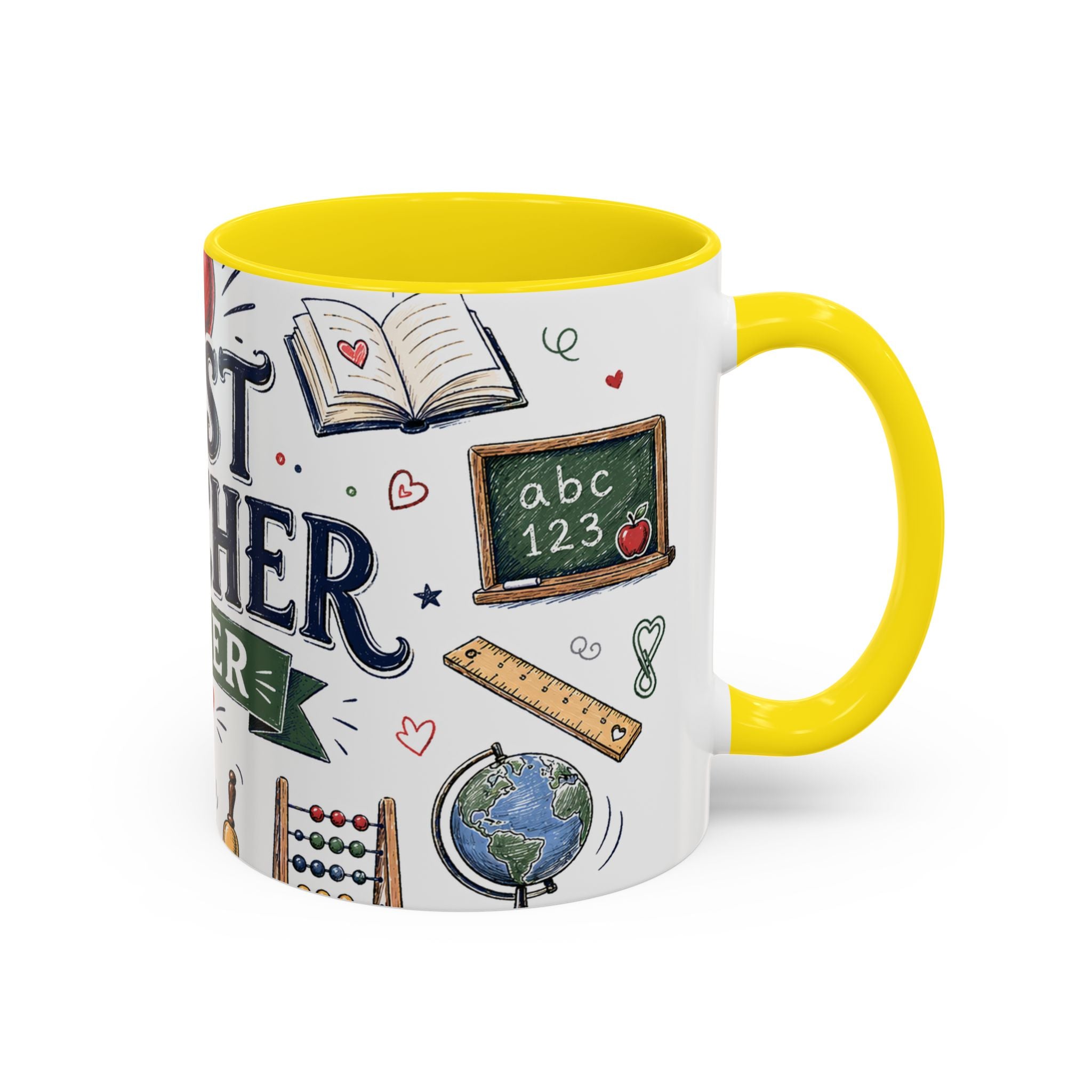 Best Teacher Ever Coffee Mug | Teacher Appreciation Gift | Accent Color Ceramic 11oz 15oz