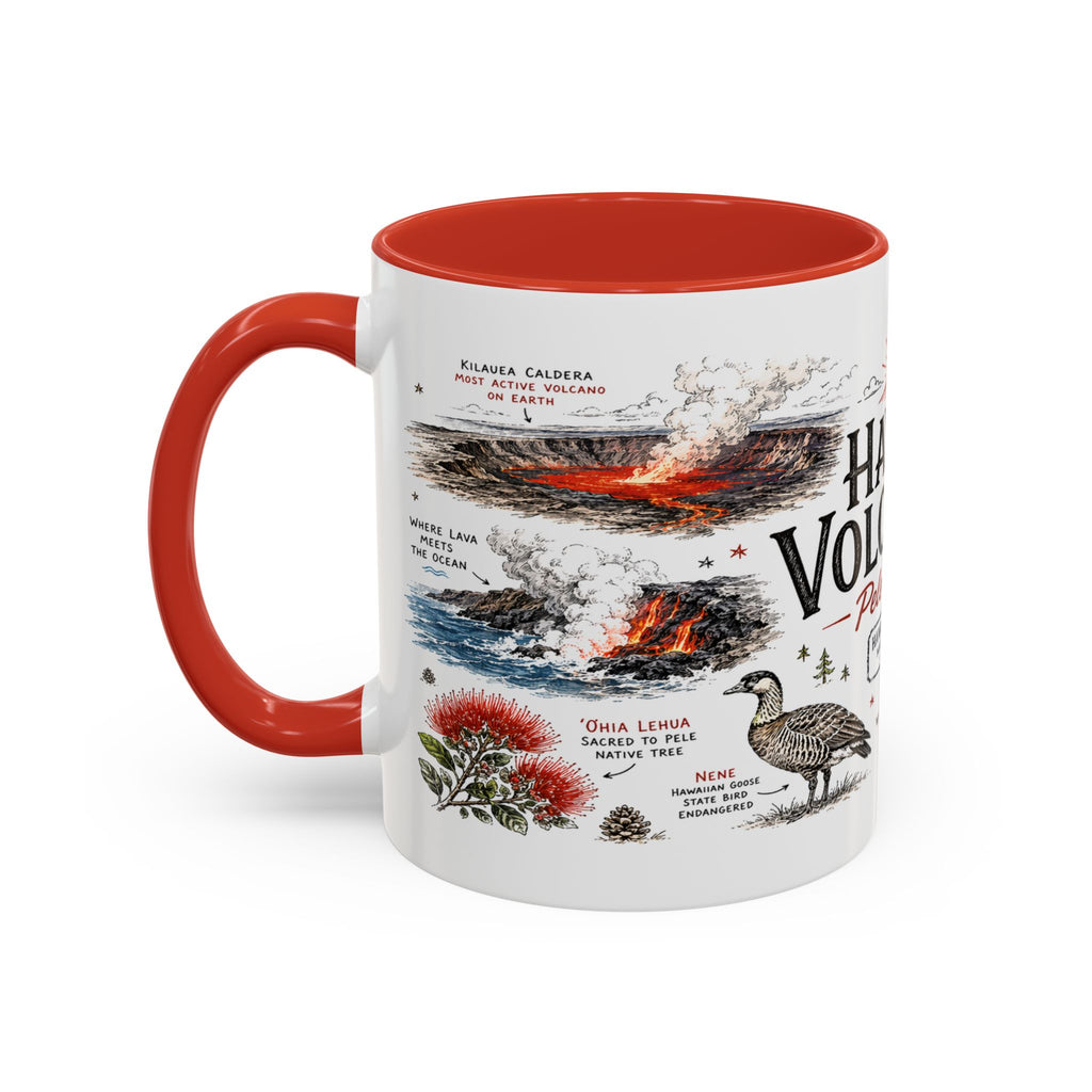 Hawaii Volcanoes National Park Coffee Mug | Hawaii Big Island Lava Volcano Gift | Accent Color Ceramic 11oz 15oz
