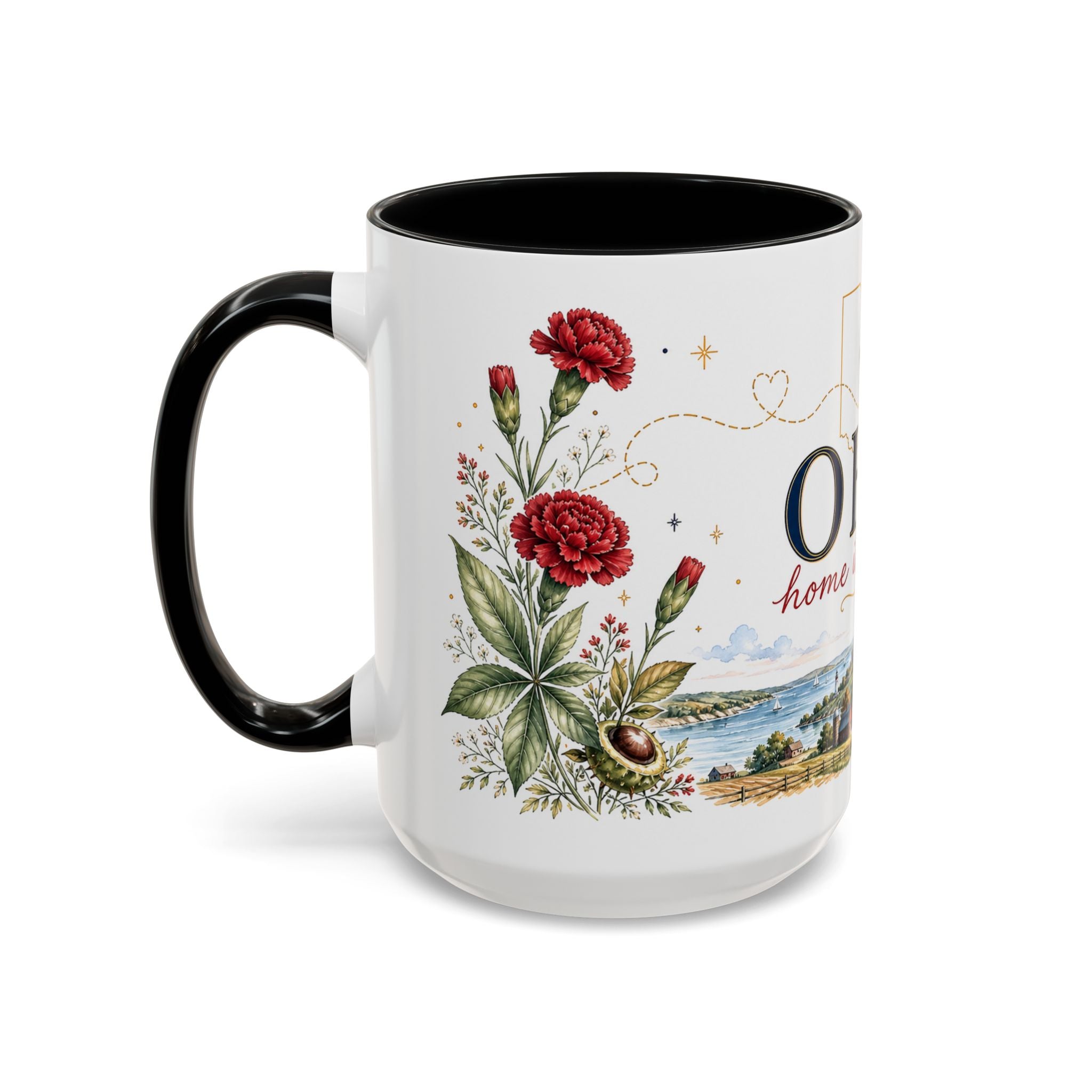 Ohio State Map Mug | Botanical Travel Sketch, Homesick Gift, Long Distance Friendship