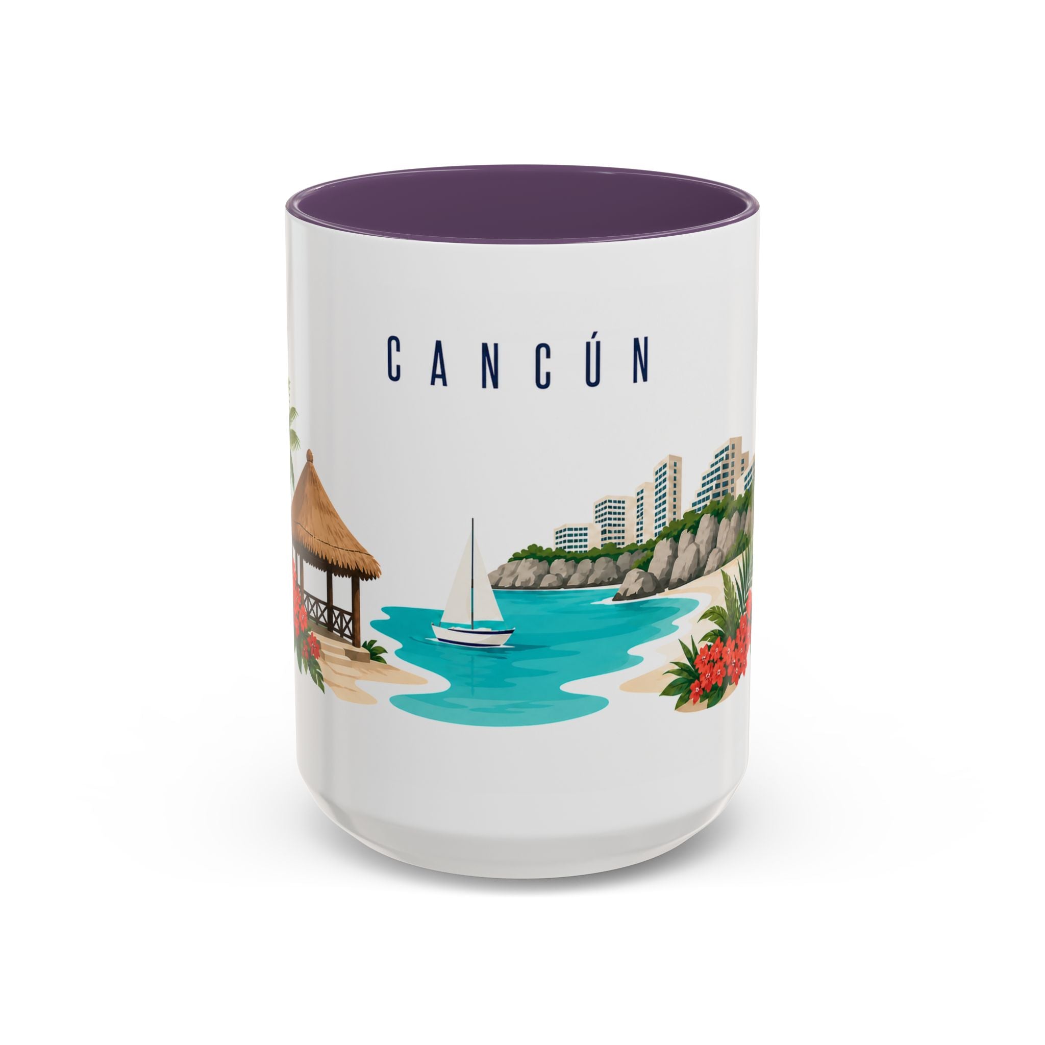 Cancún Coffee Mug | Mexico Travel Souvenir | Porcelain Decal City Gift | 11oz 15oz Accent Mug