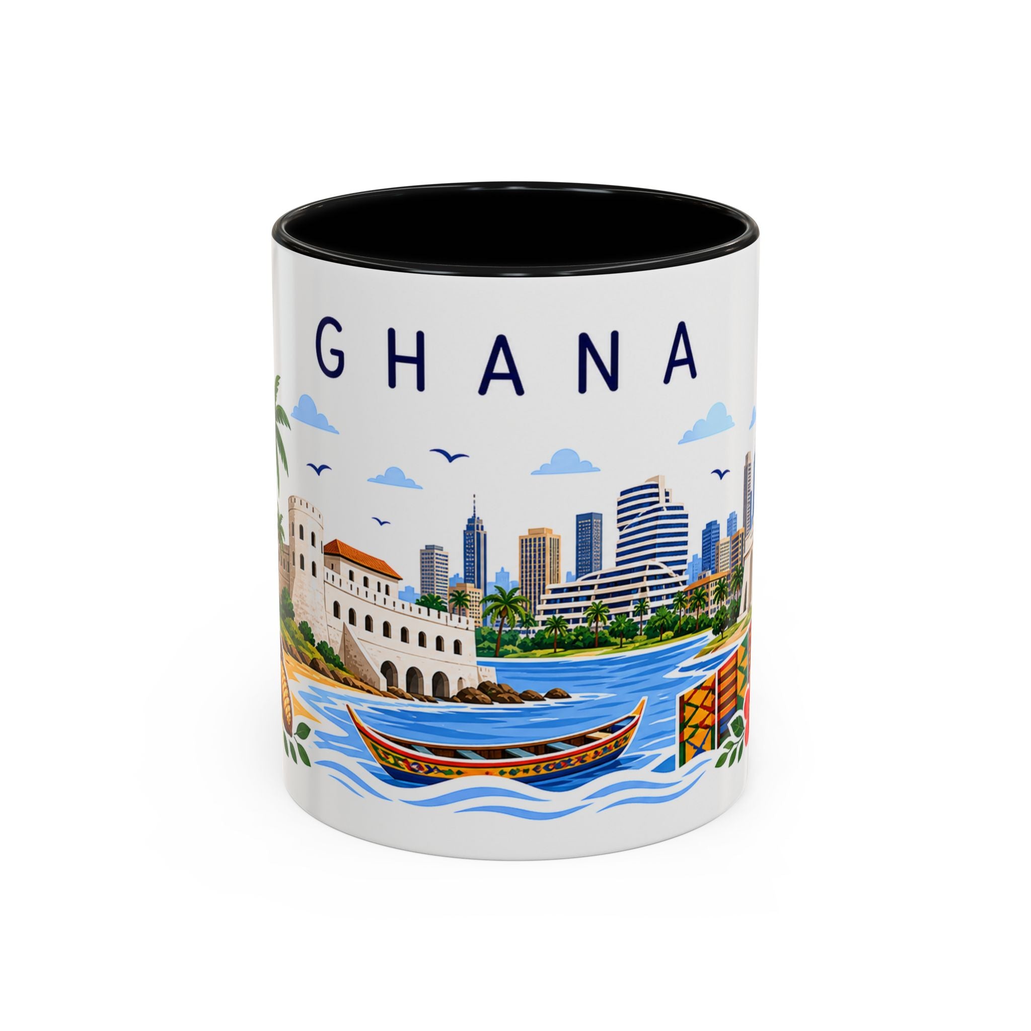 Ghana Coffee Mug | Travel Souvenir Accent Mug | Place Gift Ceramic Cup 11oz 15oz