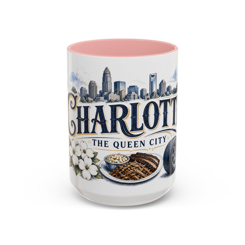 Charlotte Coffee Mug | United States Travel Souvenir | Vintage Illustrated City Gift | 11 oz 15 oz Accent Mug