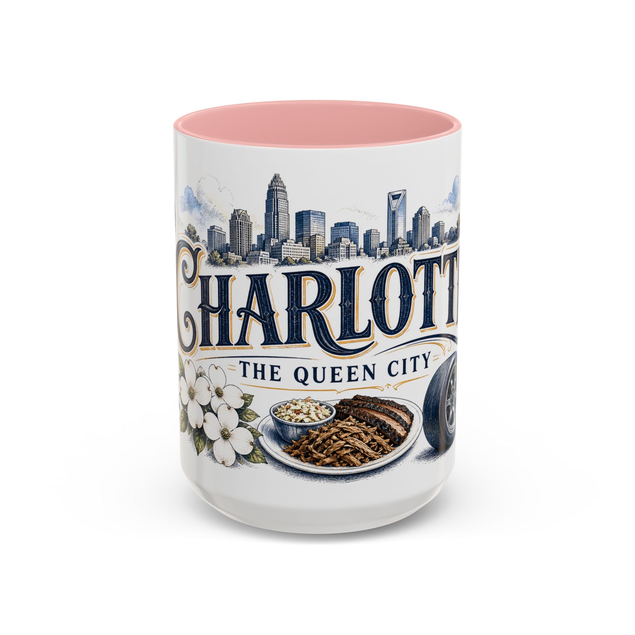 Charlotte Coffee Mug | United States Travel Souvenir | Vintage Illustrated City Gift | 11 oz 15 oz Accent Mug