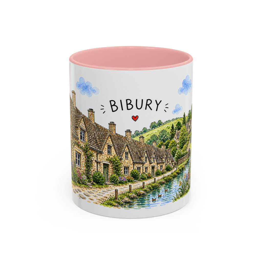 Bibury Illustrated Travel Mug | England Souvenir Accent Coffee Mug | 11oz 15oz Ceramic Cup