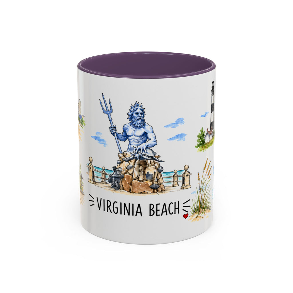 Virginia Beach Illustrated Travel Mug | City Souvenir Accent Coffee Mug | 11oz 15oz Ceramic Cup