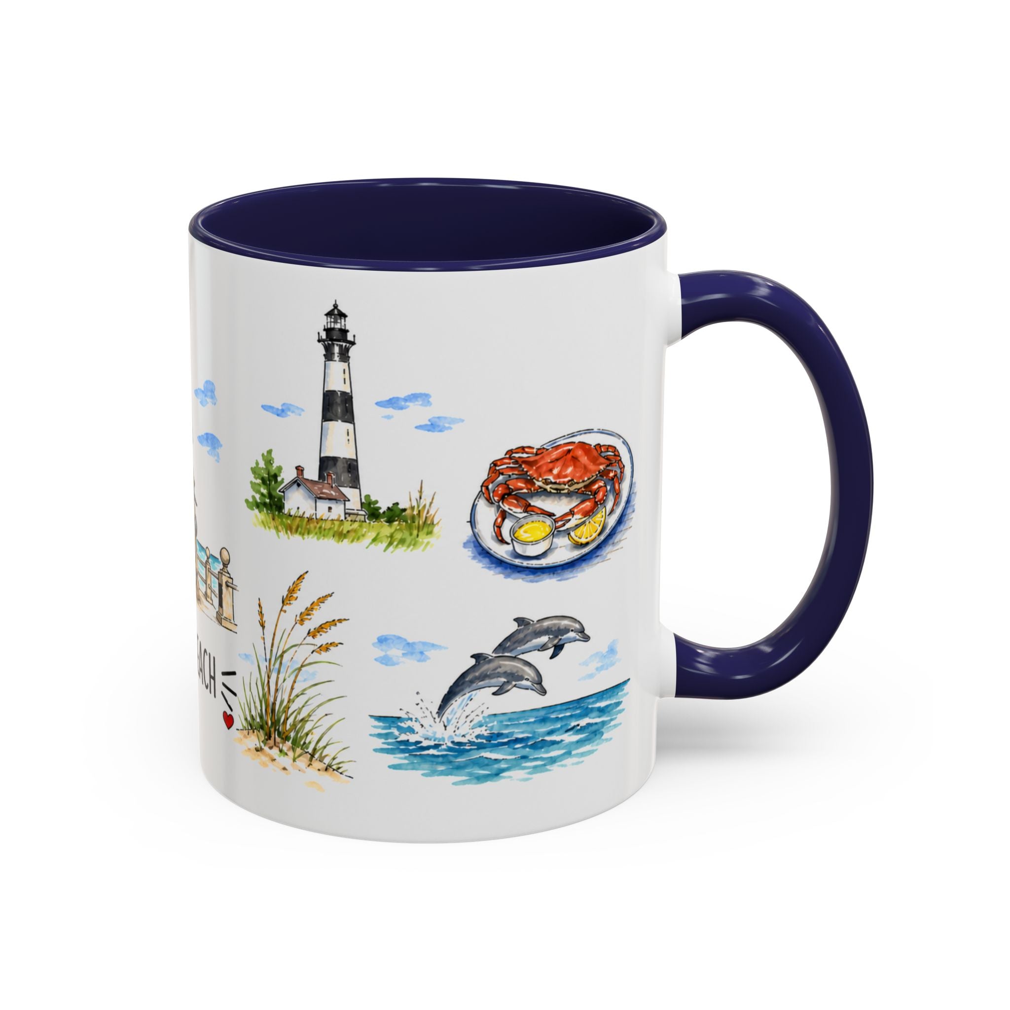 Virginia Beach Illustrated Travel Mug | City Souvenir Accent Coffee Mug | 11oz 15oz Ceramic Cup