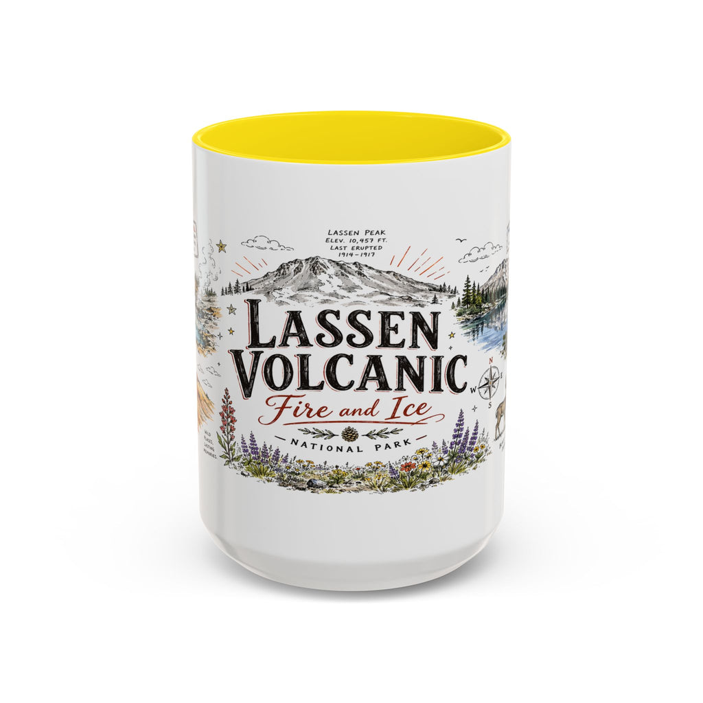 Lassen Volcanic National Park Coffee Mug | California Volcano Geothermal Hiking Gift | Accent Color Ceramic 11oz 15oz