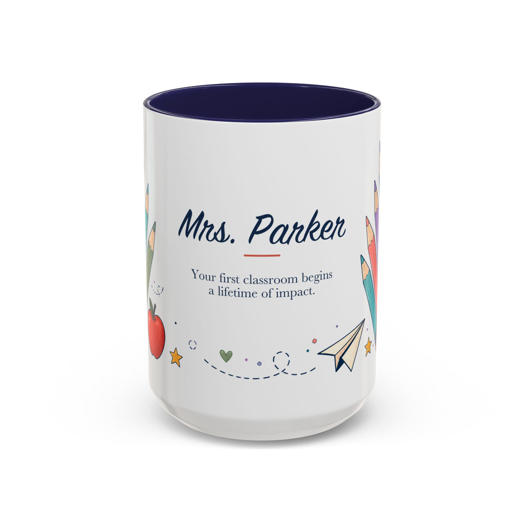Personalized First Year Teacher Mug | Custom Name Pencil Coffee Cup