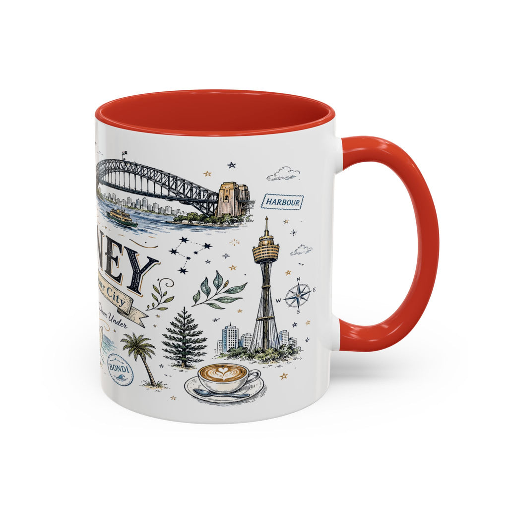 Sydney Coffee Mug | Australia Souvenir Travel Gift | Accent Color Ceramic 11oz 15oz
