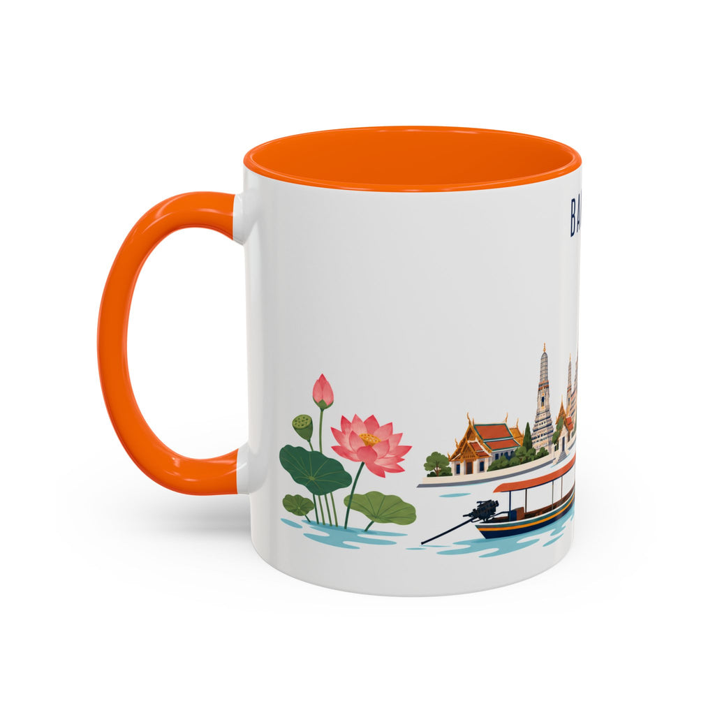 Bangkok Coffee Mug | Thailand Travel Souvenir | Porcelain Decal City Gift | 11oz 15oz Accent Mug