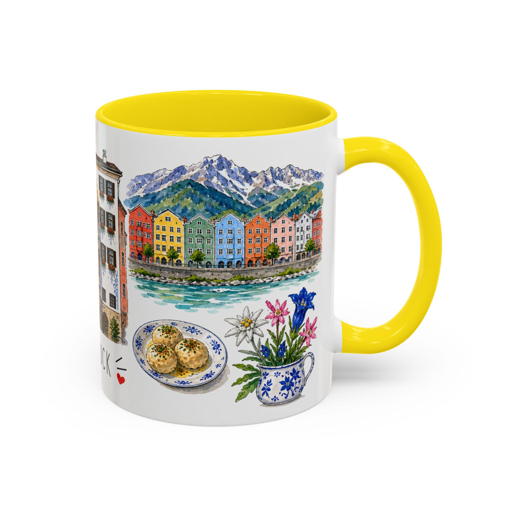 Innsbruck Illustrated Travel Mug | City Souvenir Accent Coffee Mug | 11oz 15oz Ceramic Cup