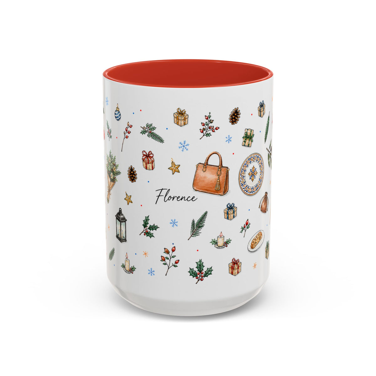 Florence Christmas Mug | Watercolor City Souvenir | Ceramic Coffee Cup (11oz 15oz)