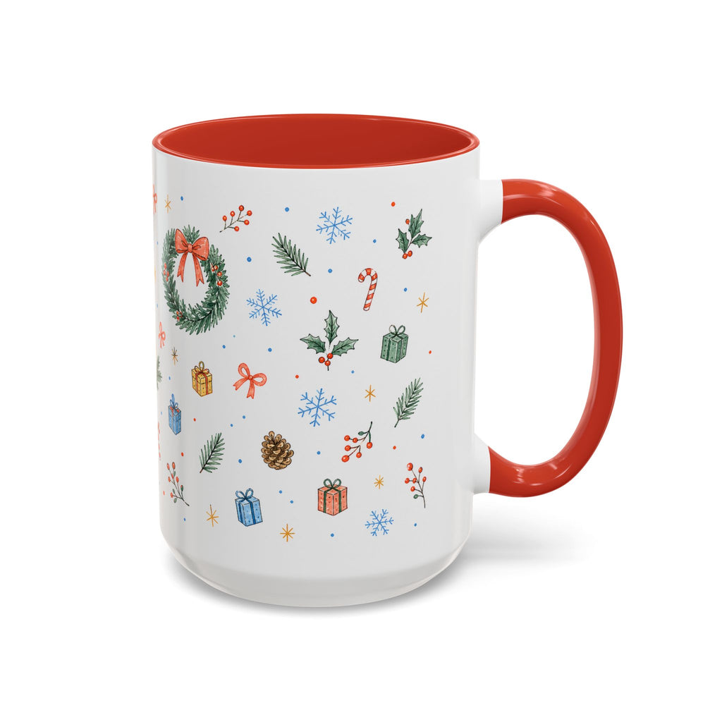Christmas Candle Mug | Holly Wreath Watercolor Holiday Gift | Accent Cup 11oz 15oz