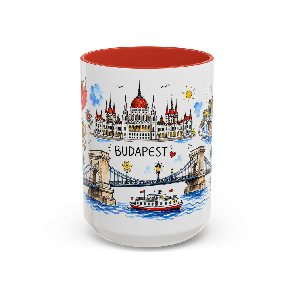 Budapest Travel Mug | European City Souvenir Accent Coffee Mug | 11oz 15oz Ceramic Cup