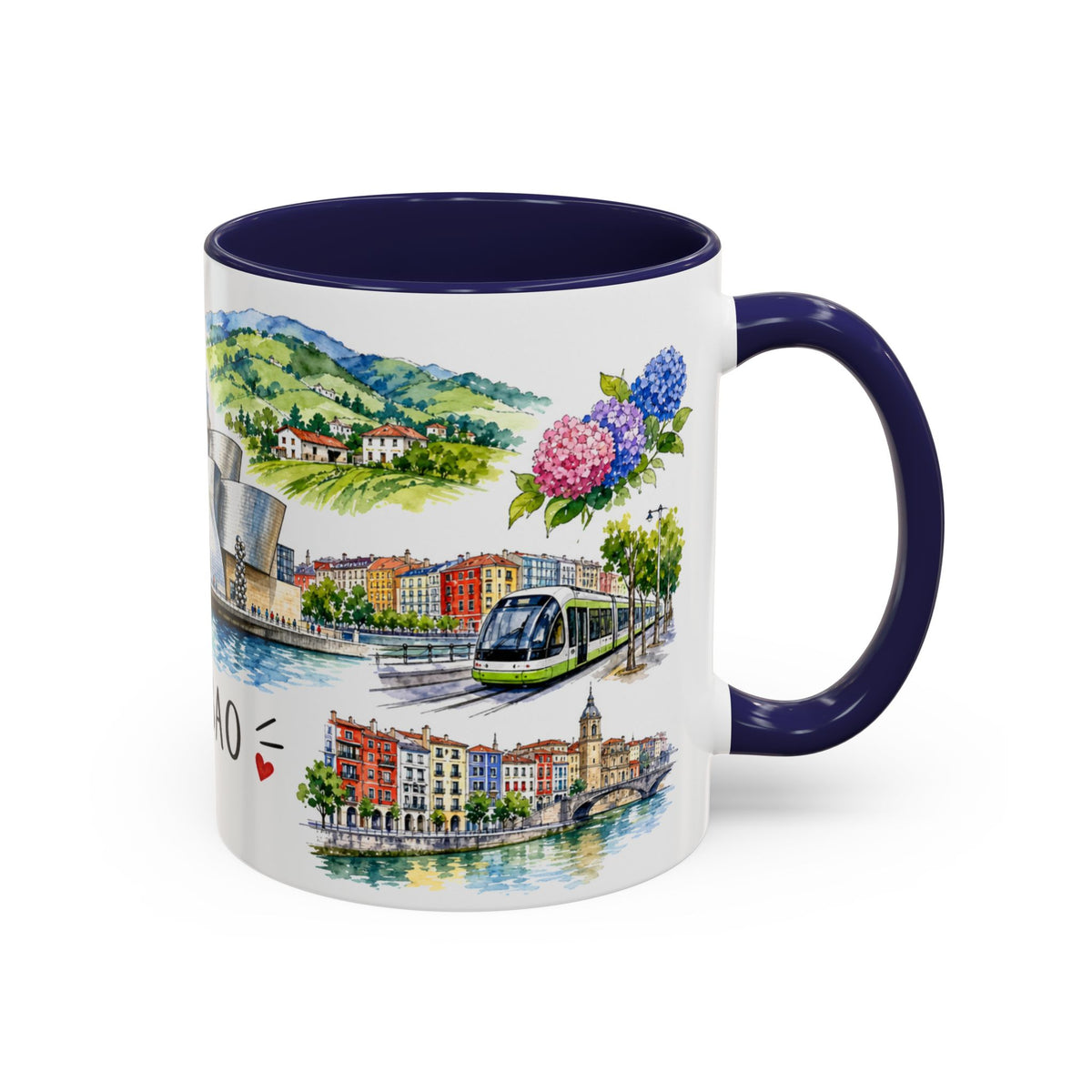 Bilbao Illustrated Travel Mug | City Souvenir Accent Coffee Mug | 11oz 15oz Ceramic Cup