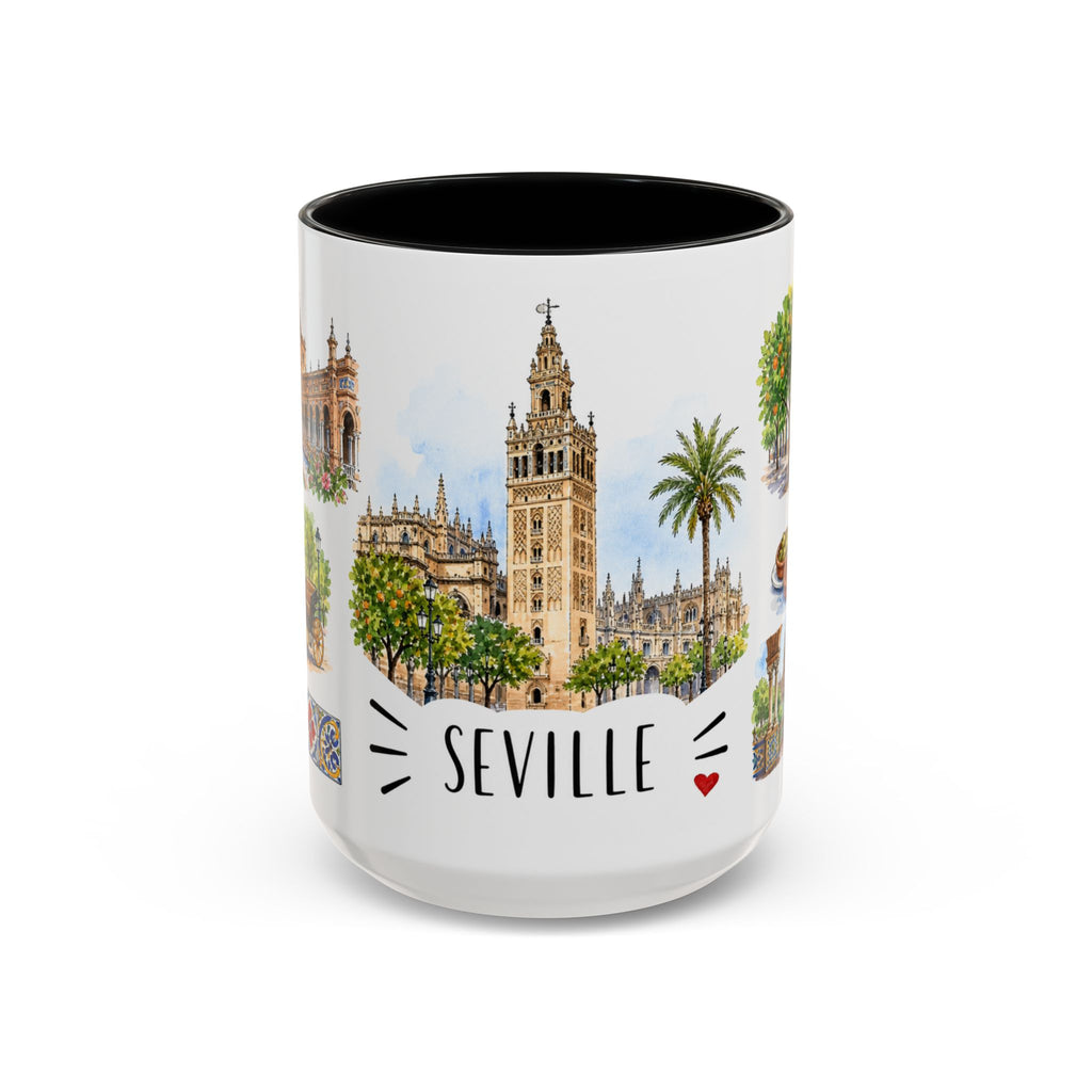 Seville Illustrated Travel Mug | City Souvenir Accent Coffee Mug | 11oz 15oz Ceramic Cup