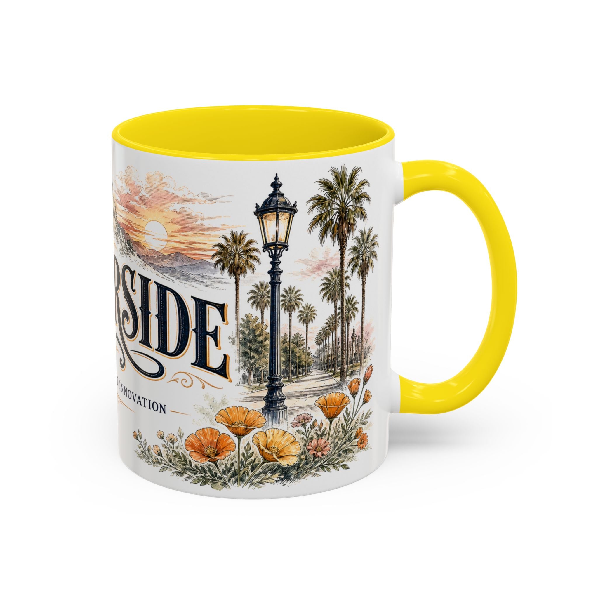 Riverside Coffee Mug | United States Travel Souvenir | Vintage Illustrated City Gift | 11 oz 15 oz Accent Mug