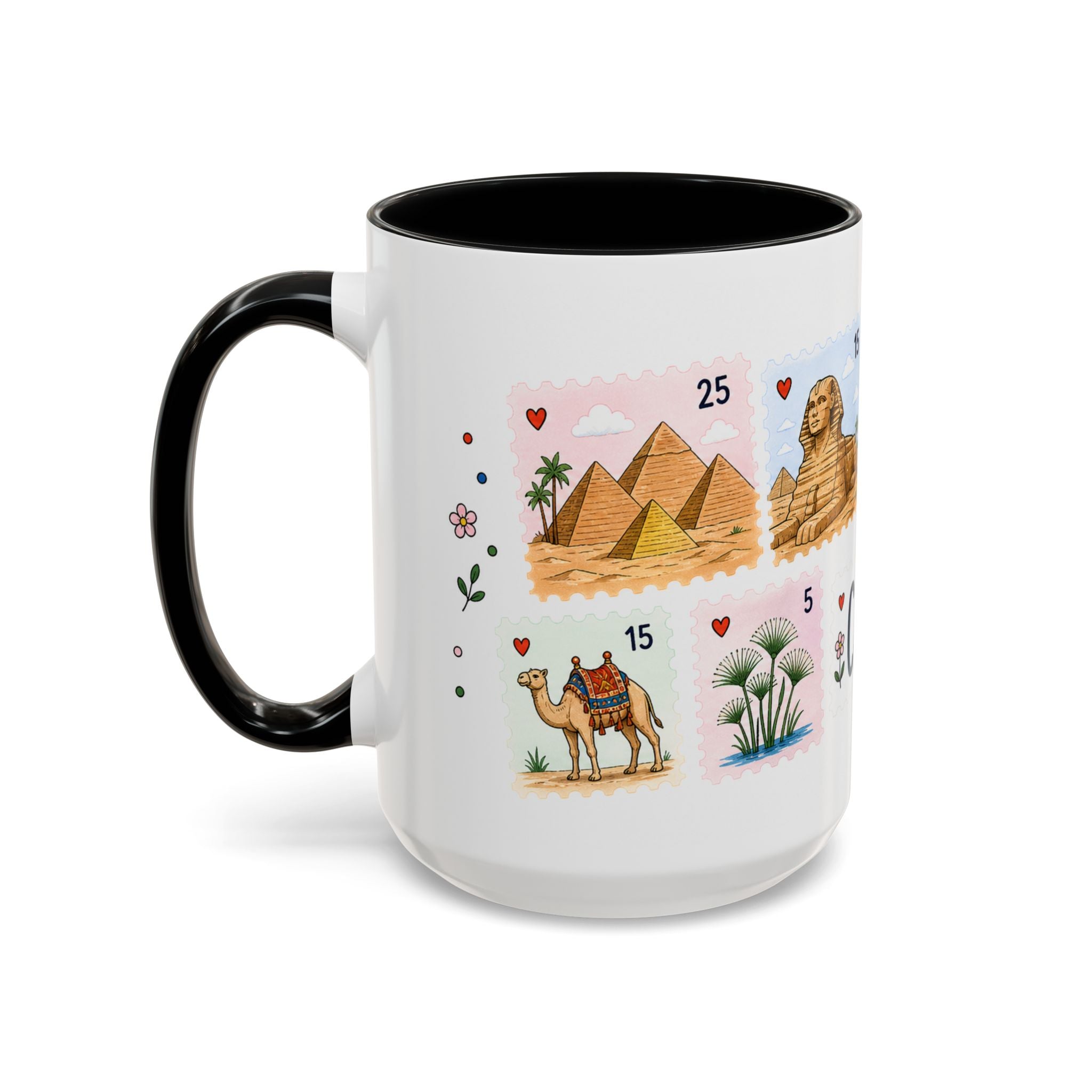 Cairo Coffee Mug | Postage Stamp Collage Mug | Travel Souvenir Accent Cup 11oz 15oz