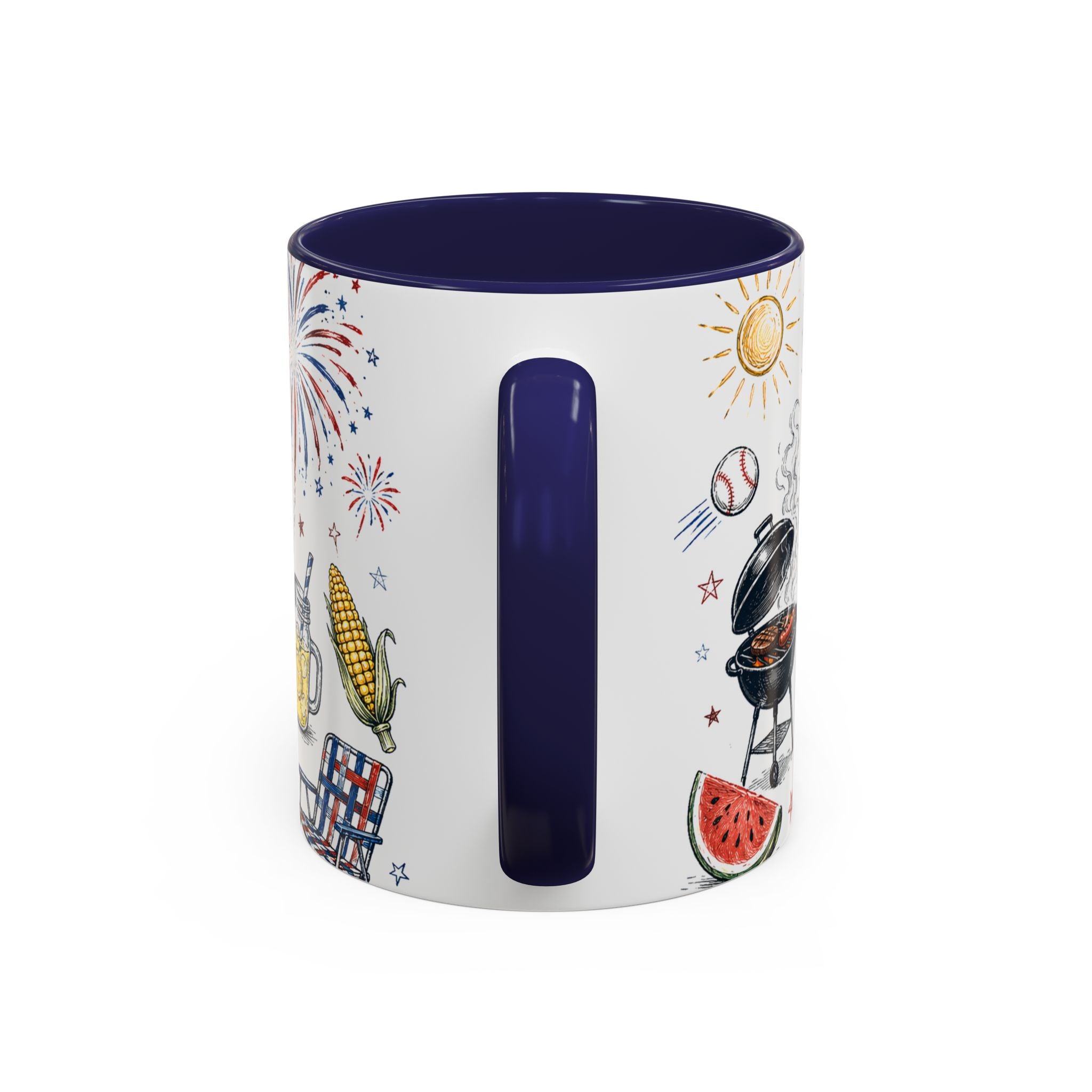 Freedom Fest Coffee Mug | Grill Chill Fireworks 4th of July | Accent Color Ceramic 11oz 15oz