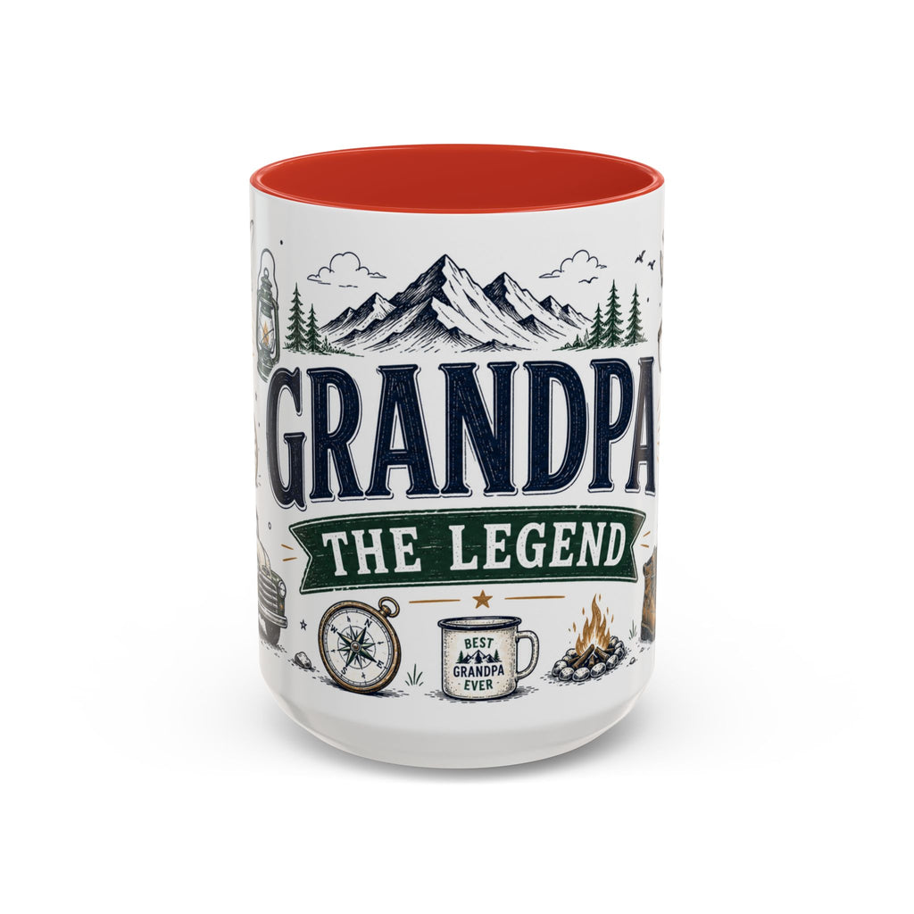 Grandpa The Legend Coffee Mug | Gift From Grandkids | Accent Color Ceramic 11oz 15oz