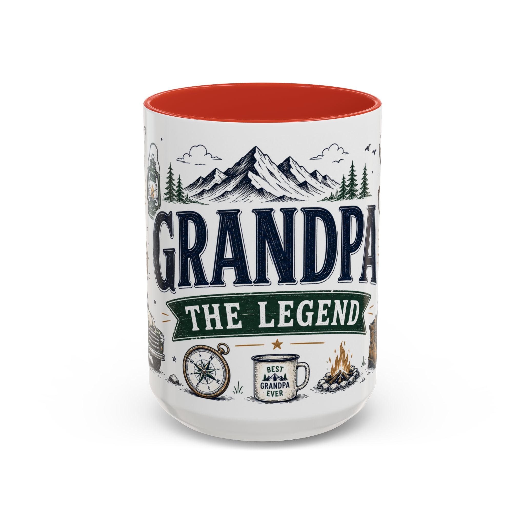 Grandpa The Legend Coffee Mug | Gift From Grandkids | Accent Color Ceramic 11oz 15oz
