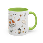 Floral Pumpkin Halloween Mug | Friendly Ghost Watercolor Gift | Accent Cup 11oz 15oz