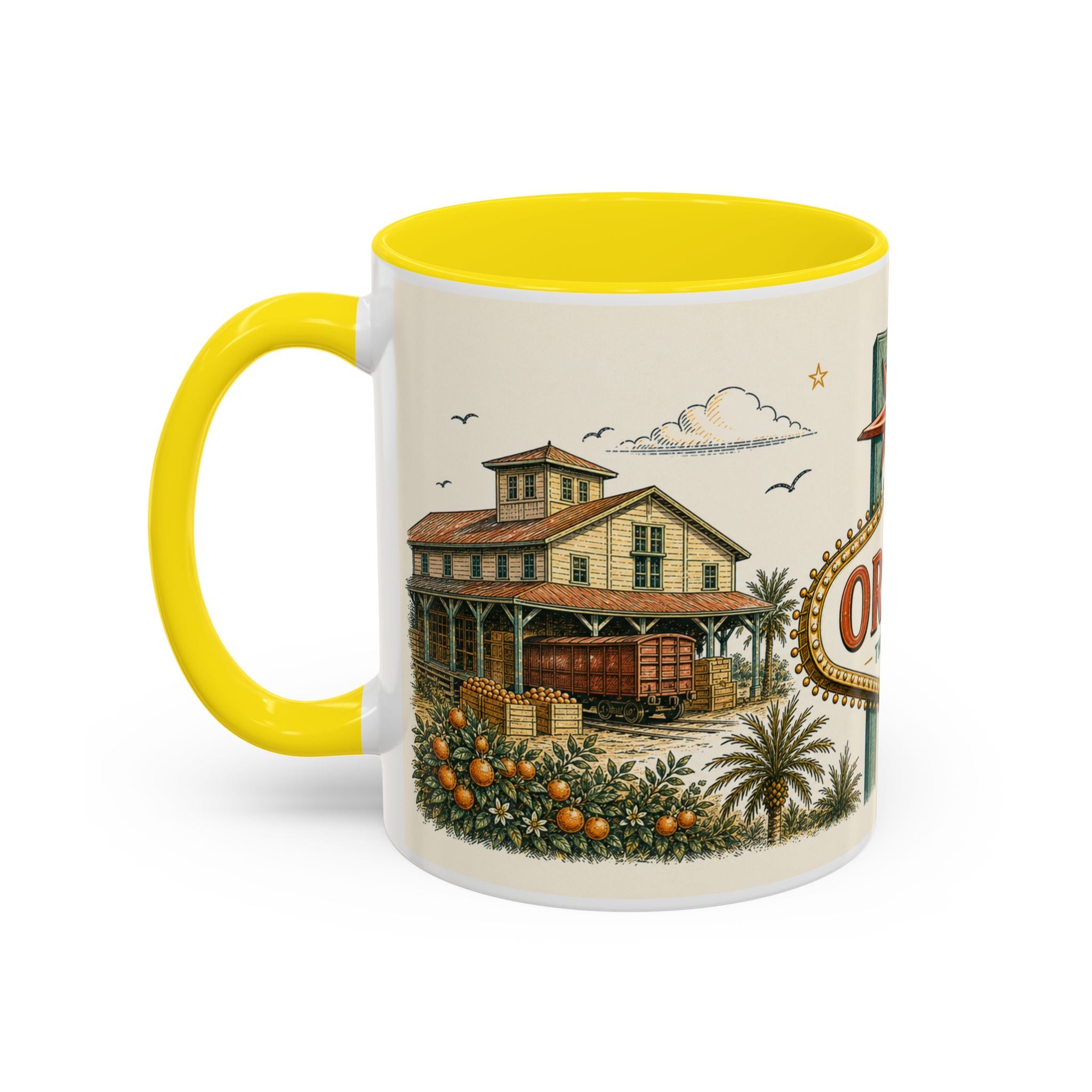 Orlando Coffee Mug | United States Travel Souvenir | Vintage Illustrated City Gift | 11 oz 15 oz Accent Mug
