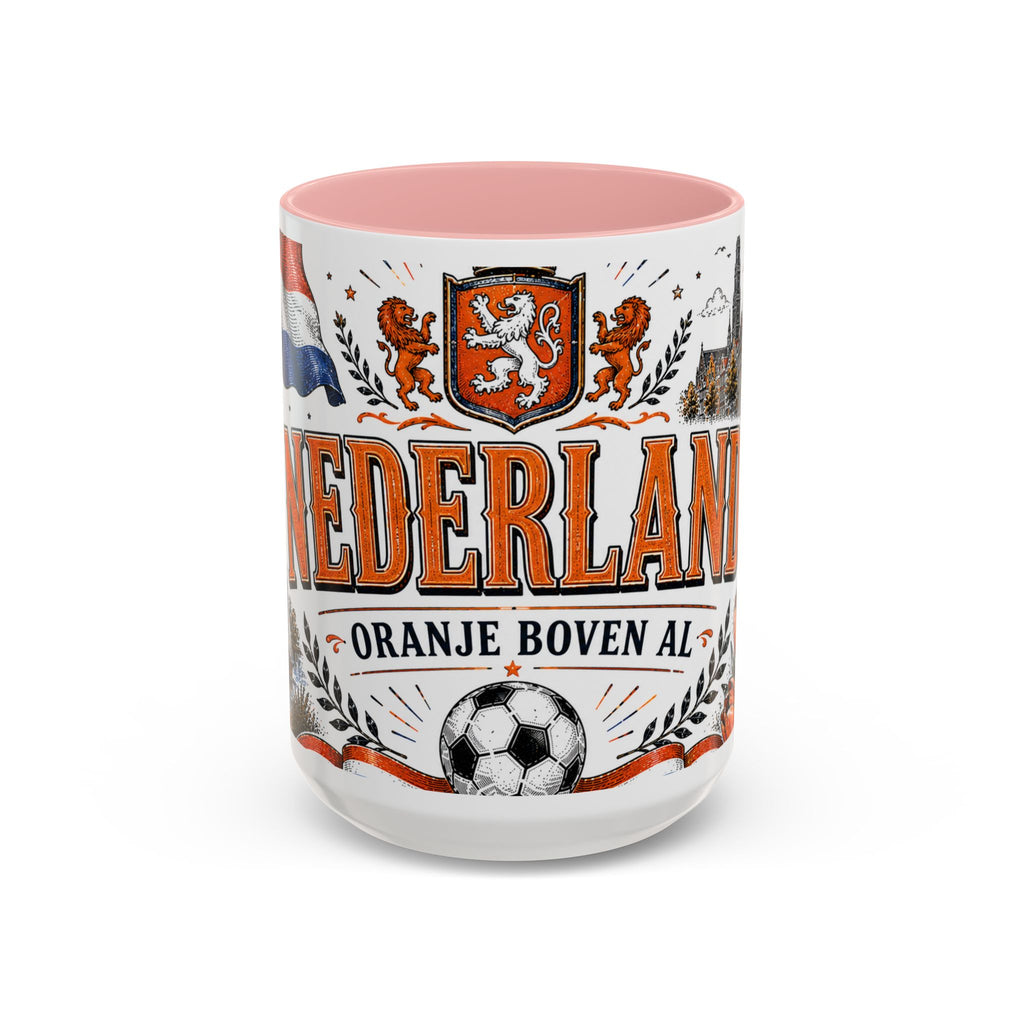 Netherlands Soccer Coffee Mug | World Cup Fan Gift | Accent Color Ceramic 11oz 15oz Match Day Cup