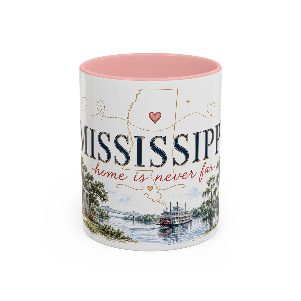 Mississippi State Map Mug | Moving Away, Homesick Gift | Botanical Accent Coffee Cup