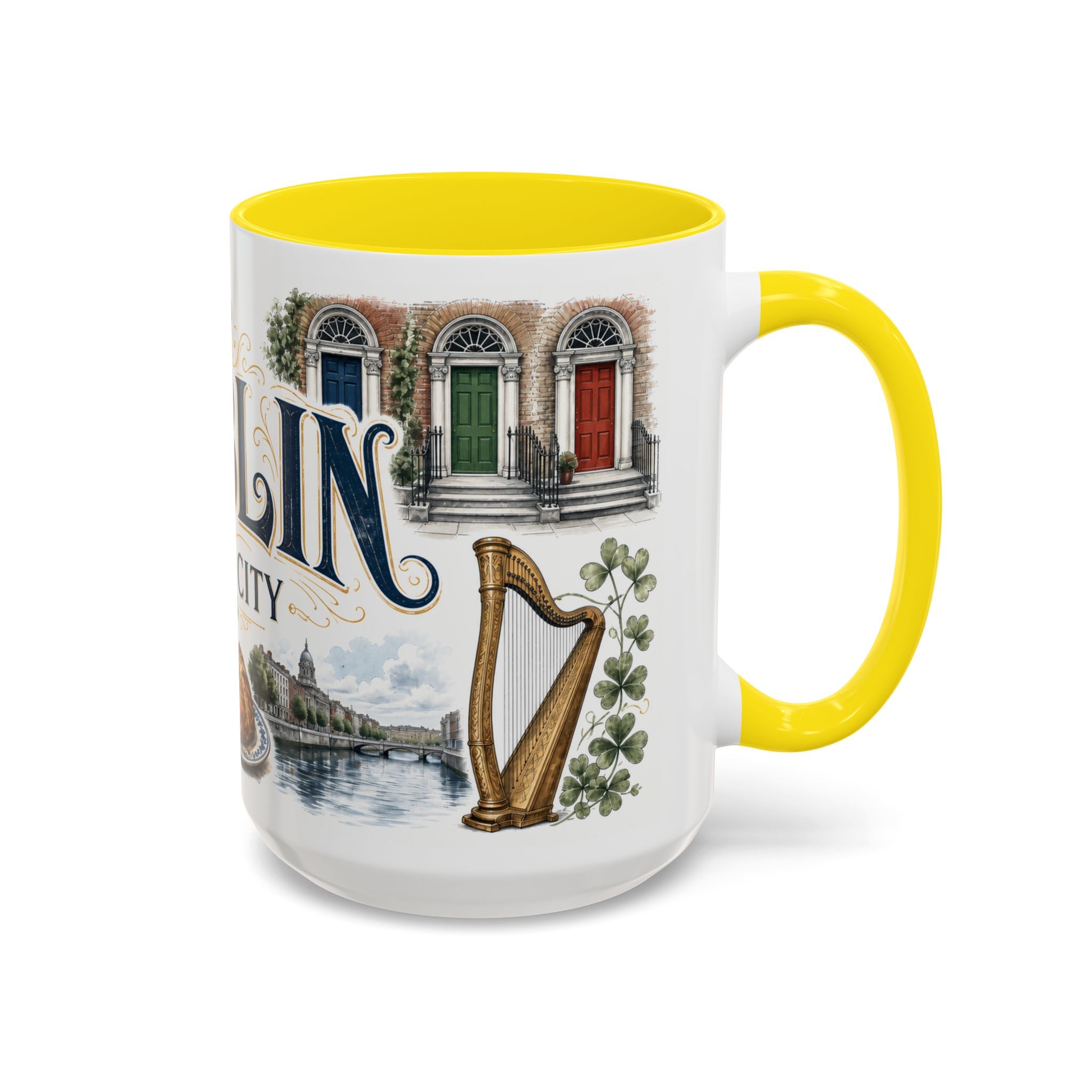 Dublin Coffee Mug | Ireland Travel Souvenir | Vintage Illustrated City Gift | 11 oz 15 oz Accent Mug