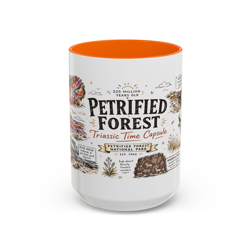 Petrified Forest National Park Coffee Mug | Arizona Painted Desert Fossil Gift | Accent Color Ceramic 11oz 15oz