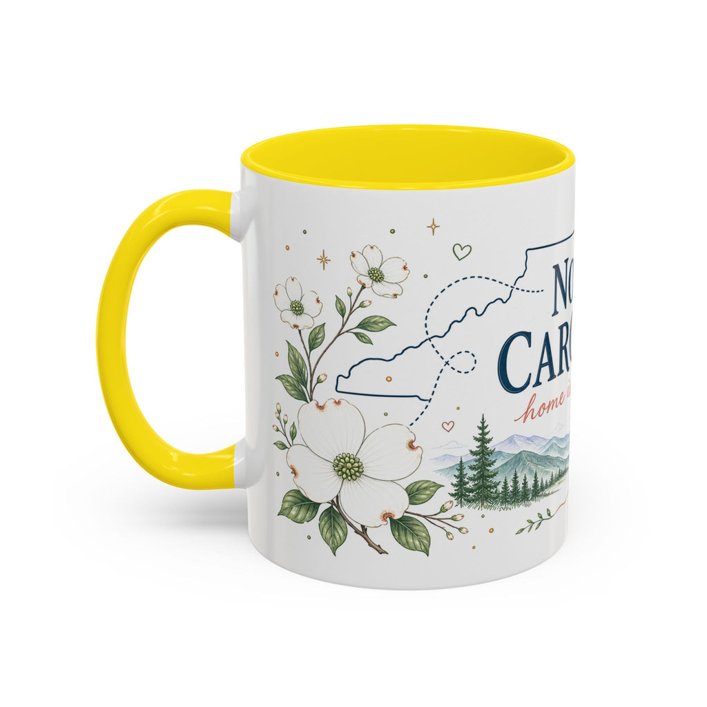 North Carolina State Map Mug | Moving Away, Homesick Gift | Botanical Accent Coffee Cup