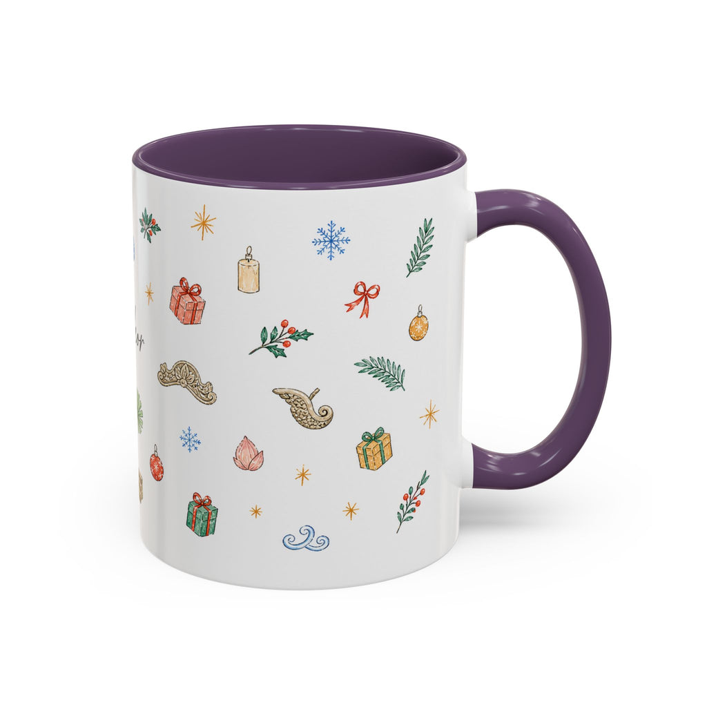 Angkor Christmas Mug | Watercolor Travel Souvenir | Holiday Gift | Accent Ceramic Coffee Cup 11oz 15oz