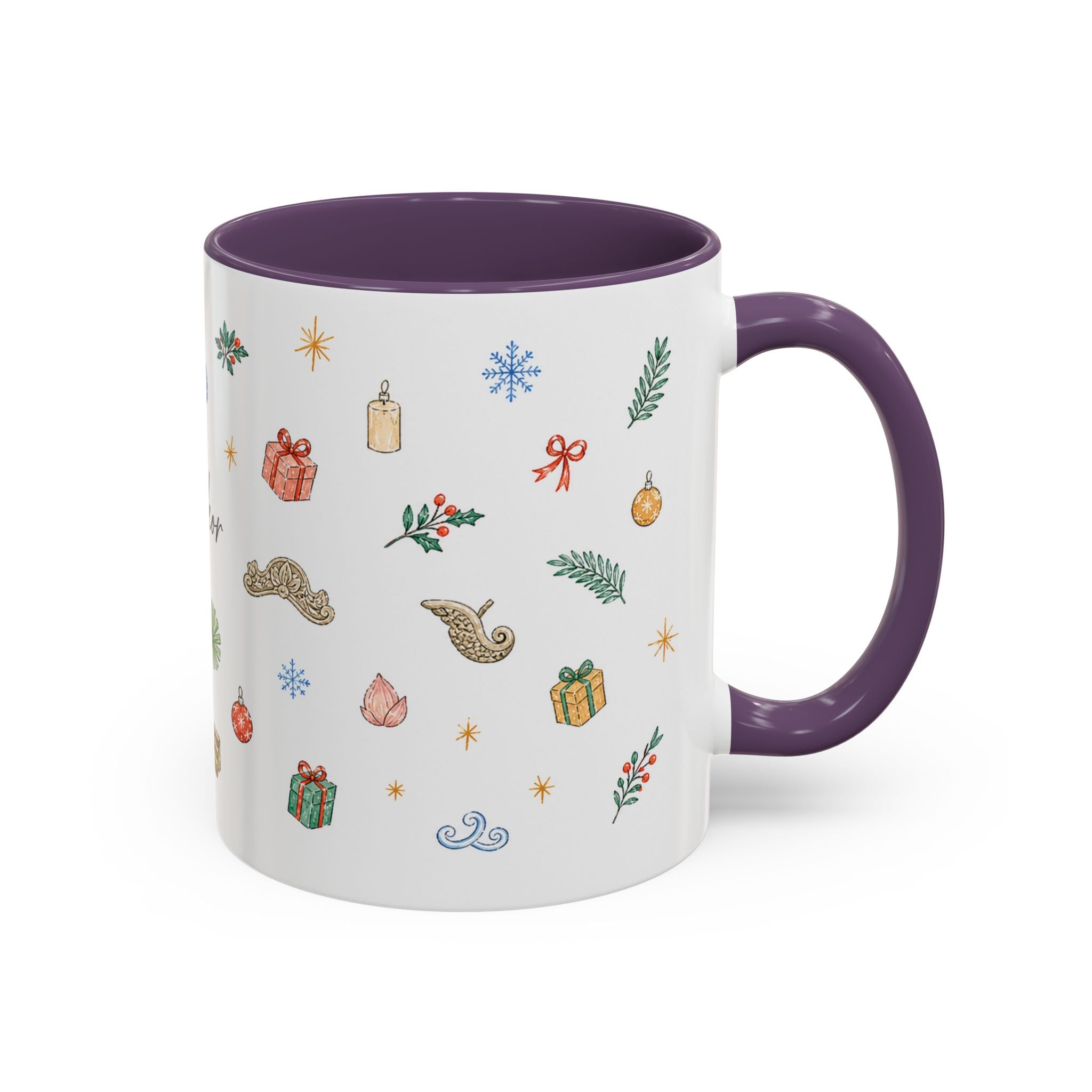 Angkor Christmas Mug | Watercolor Travel Souvenir | Holiday Gift | Accent Ceramic Coffee Cup 11oz 15oz