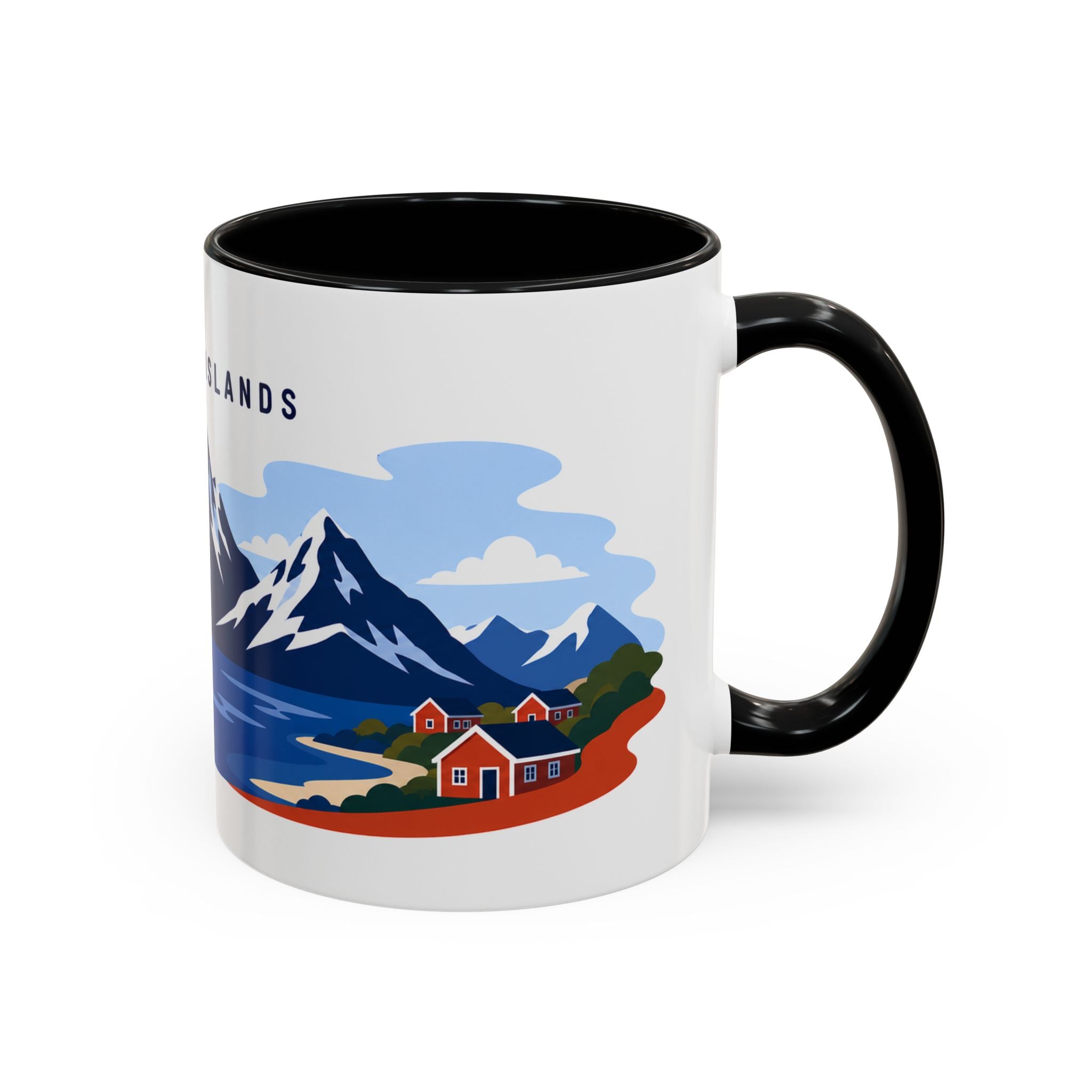 Lofoten Islands Coffee Mug | Travel Destination Souvenir Gift | Accent Color Ceramic 11oz 15oz