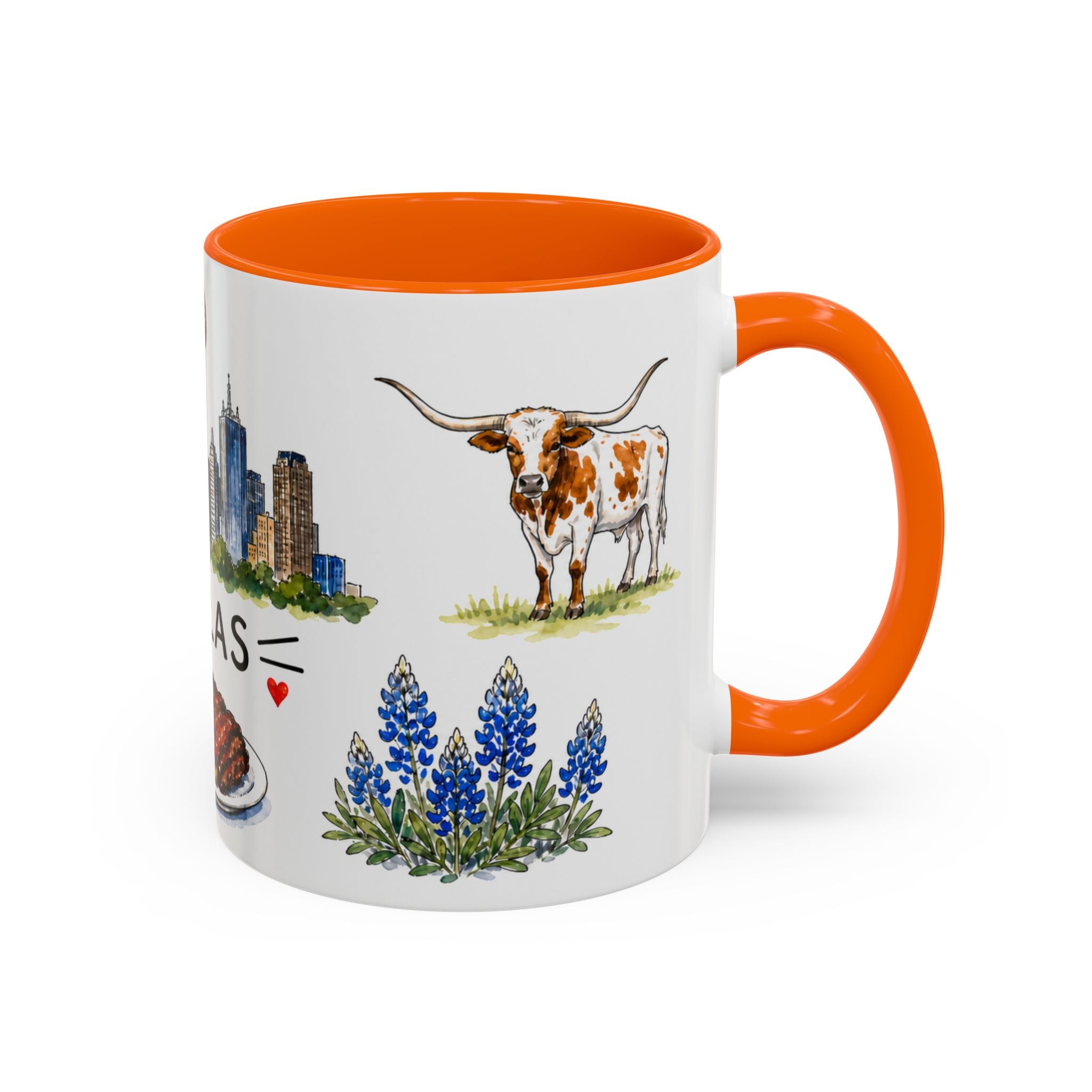 Dallas Illustrated Travel Mug | City Souvenir Accent Coffee Mug | 11oz 15oz Ceramic Cup