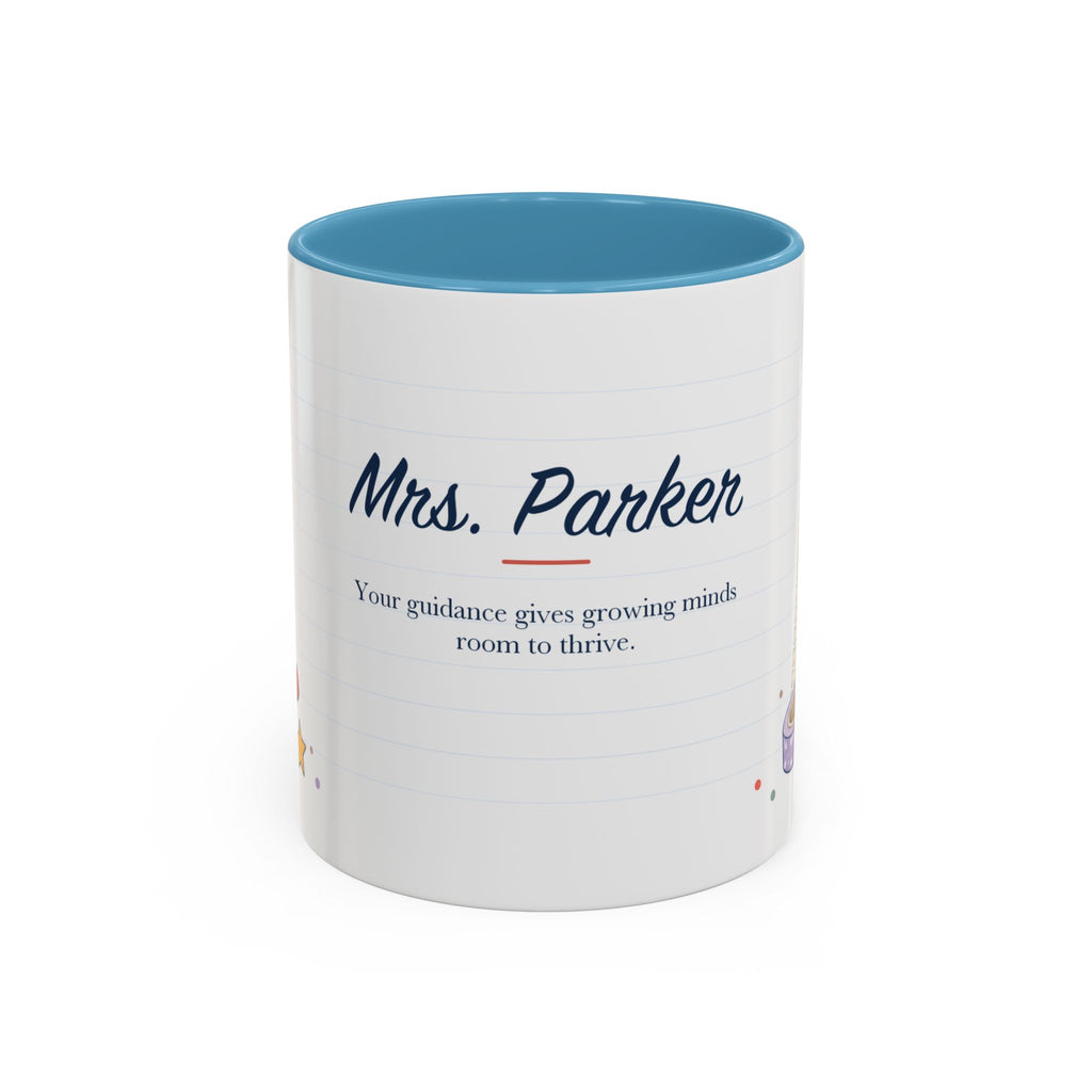 Personalized Teacher Mug | Custom Name Notebook Coffee Cup | Back to School Gift 11oz 15oz