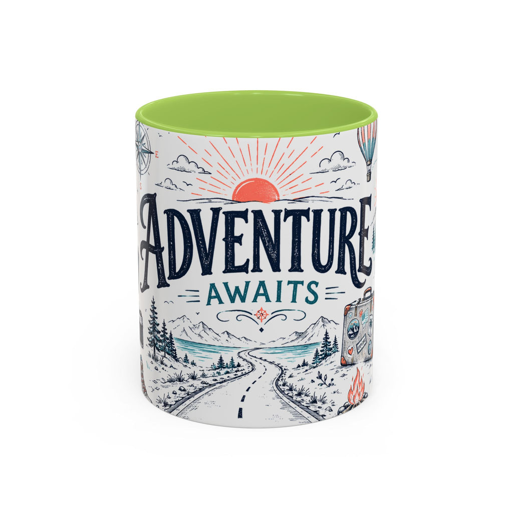 Adventure Awaits Coffee Mug | Class of 2026 Graduation Gift | Accent Color Ceramic 11oz 15oz