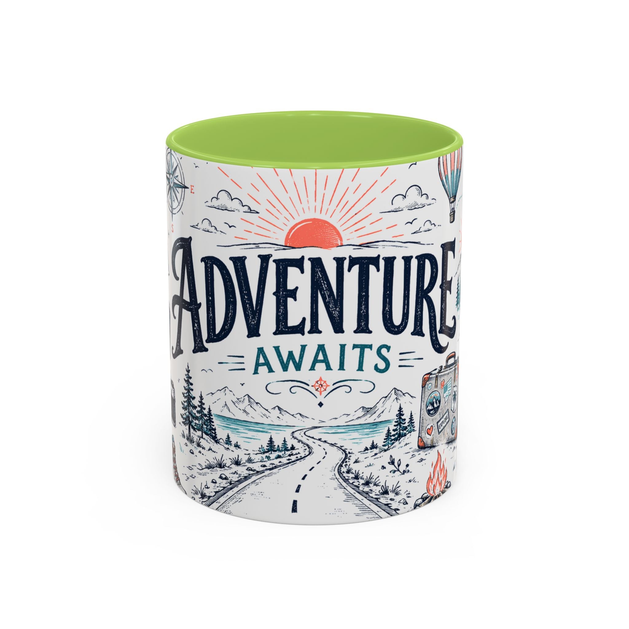 Adventure Awaits Coffee Mug | Class of 2026 Graduation Gift | Accent Color Ceramic 11oz 15oz