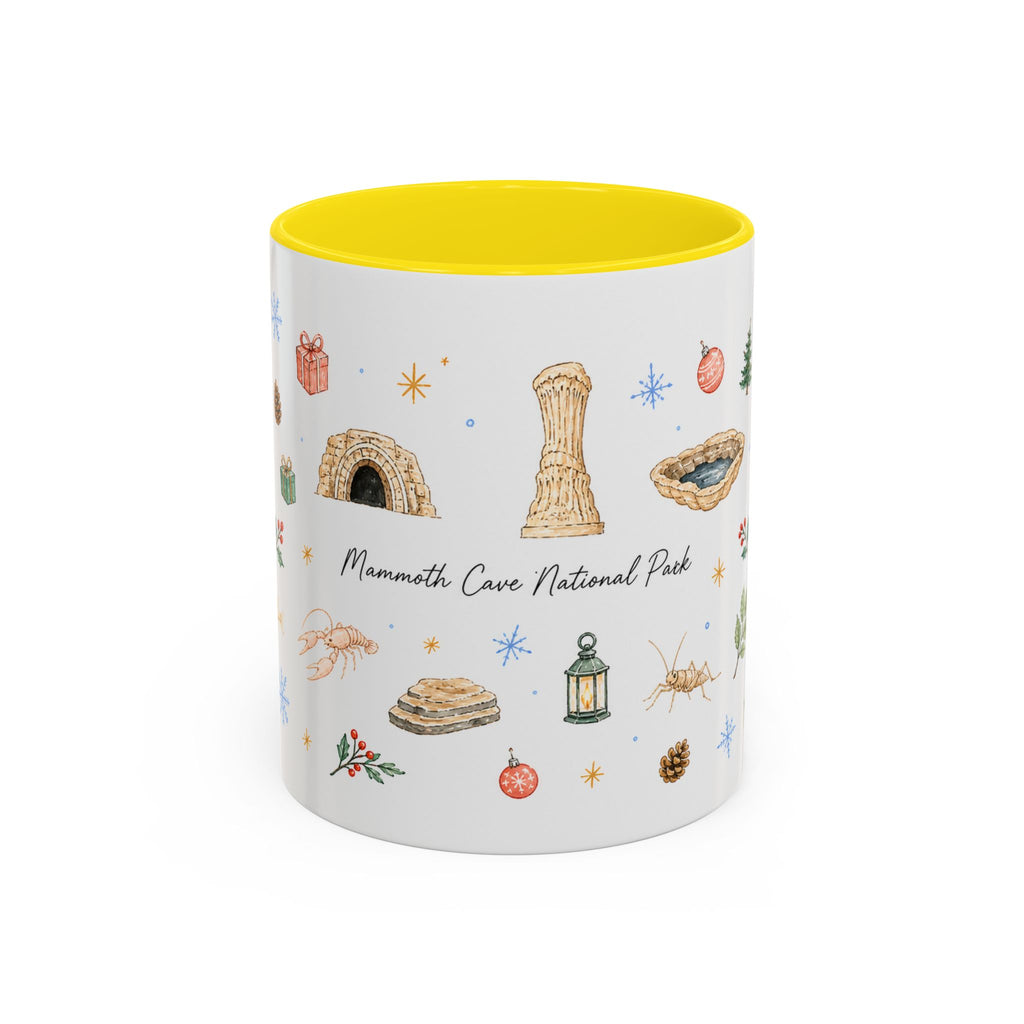Mammoth Cave National Park Christmas Mug | Watercolor Travel Souvenir | Holiday Gift | Accent Ceramic Coffee Cup 11oz 15oz