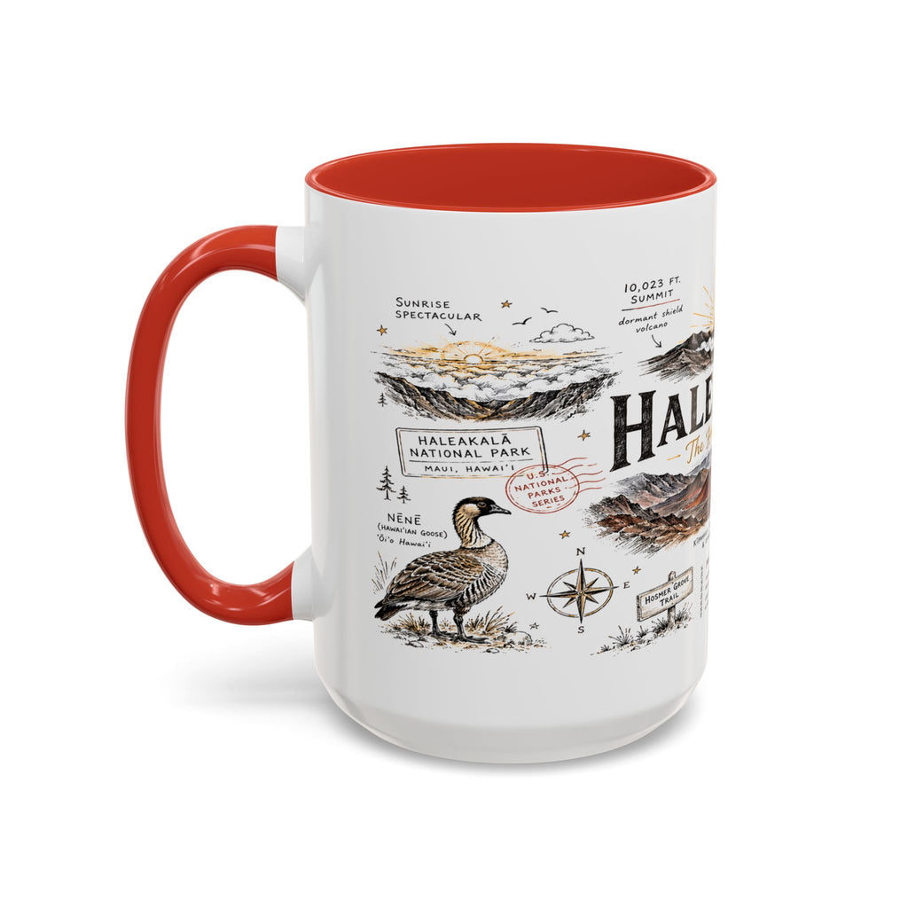 Haleakala National Park Coffee Mug | Hawaii Maui Sunrise Crater Gift | Accent Color Ceramic 11oz 15oz
