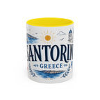 Santorini Coffee Mug | Travel Destination Souvenir Gift | Accent Color Ceramic 11oz 15oz