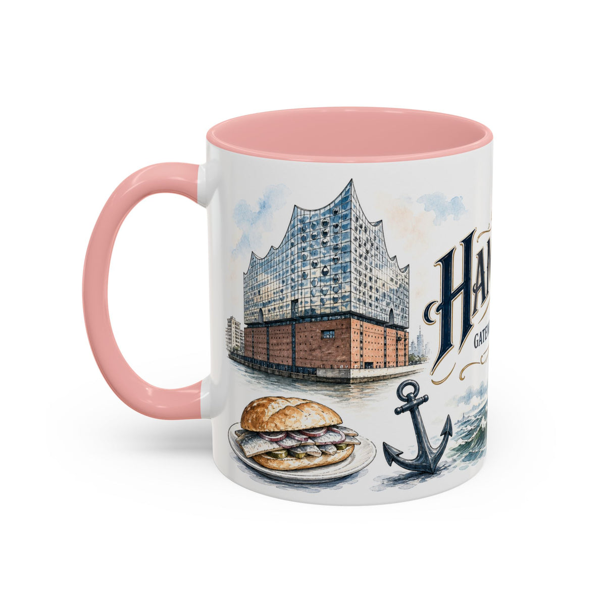 Hamburg Coffee Mug | Germany Travel Souvenir | Vintage Illustrated City Gift | 11 oz 15 oz Accent Mug