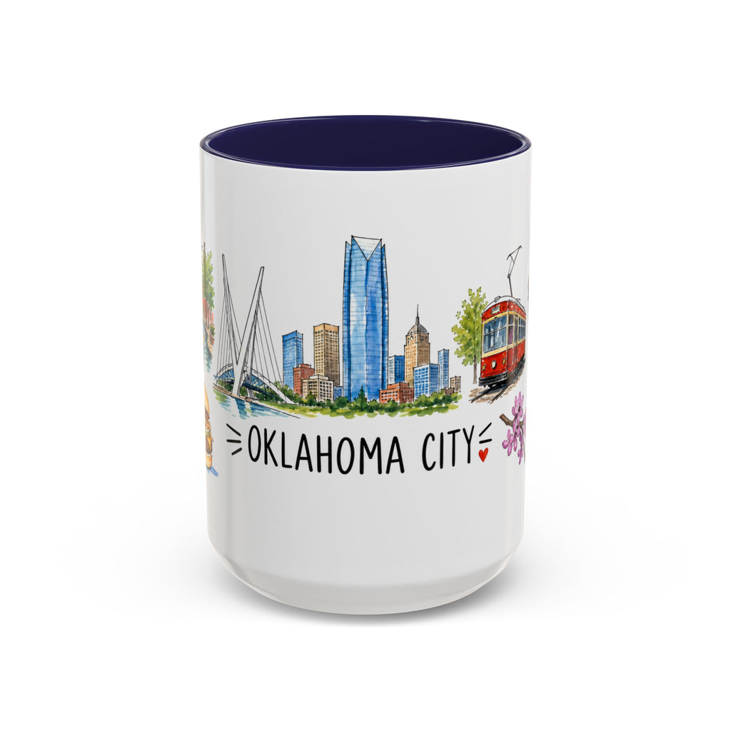 Oklahoma City Illustrated Travel Mug | City Souvenir Accent Coffee Mug | 11oz 15oz Ceramic Cup