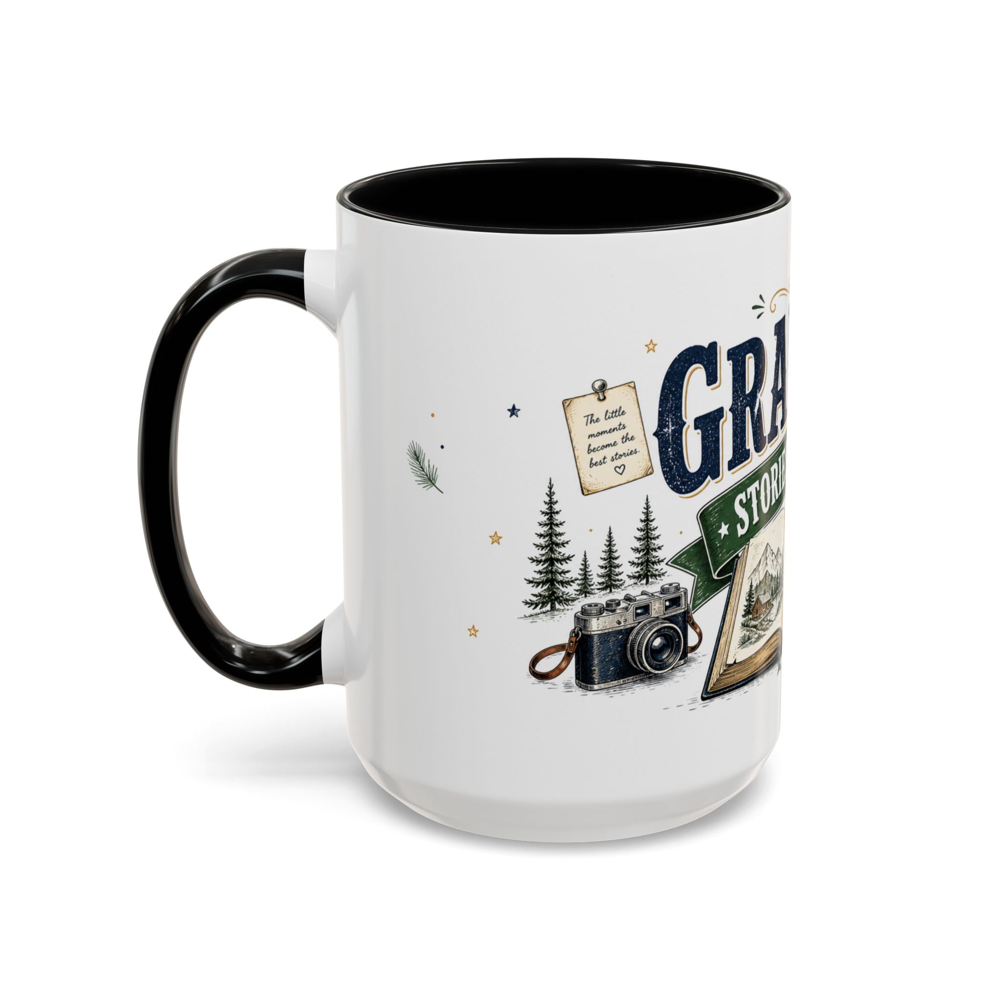 Grandpa's Stories Are The Best Coffee Mug | Gift From Grandkids | Accent Color Ceramic 11oz 15oz