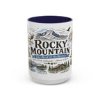 Rocky Mountain Coffee Mug | National Park Hiking Camping Gift | Accent Color Ceramic 11oz 15oz