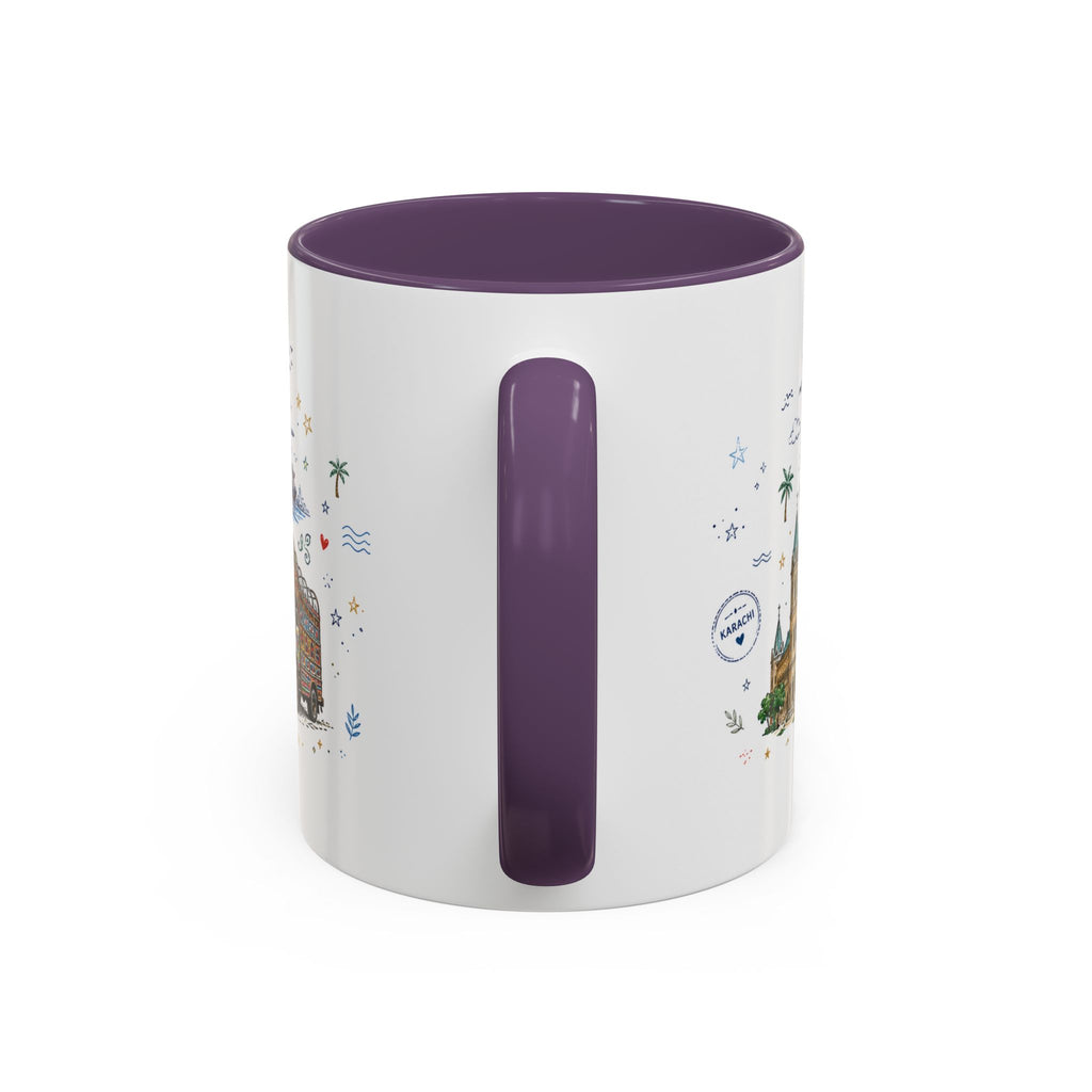 Karachi Coffee Mug | Pakistan Souvenir Travel Gift | Accent Color Ceramic 11oz 15oz