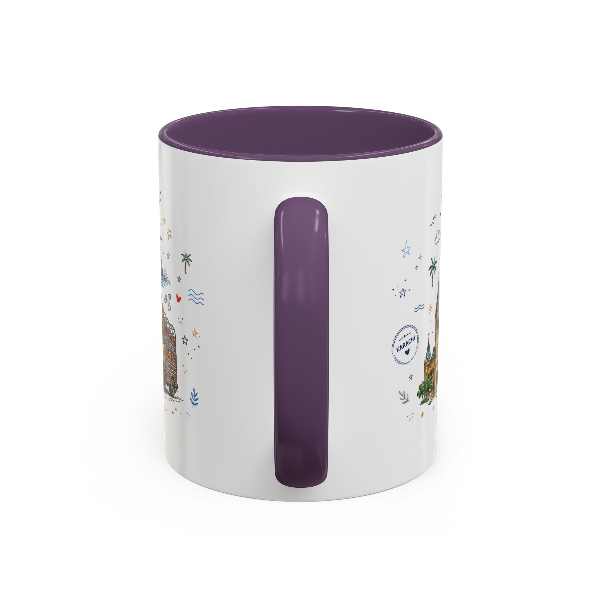 Karachi Coffee Mug | Pakistan Souvenir Travel Gift | Accent Color Ceramic 11oz 15oz