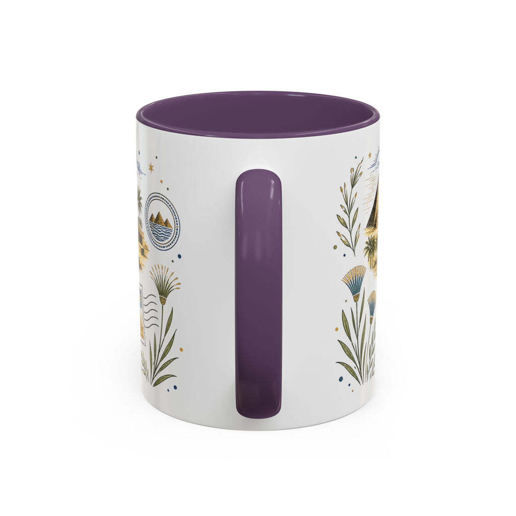 Pyramids of Giza Coffee Mug | Travel Destination Souvenir Gift | Accent Color Ceramic 11oz 15oz