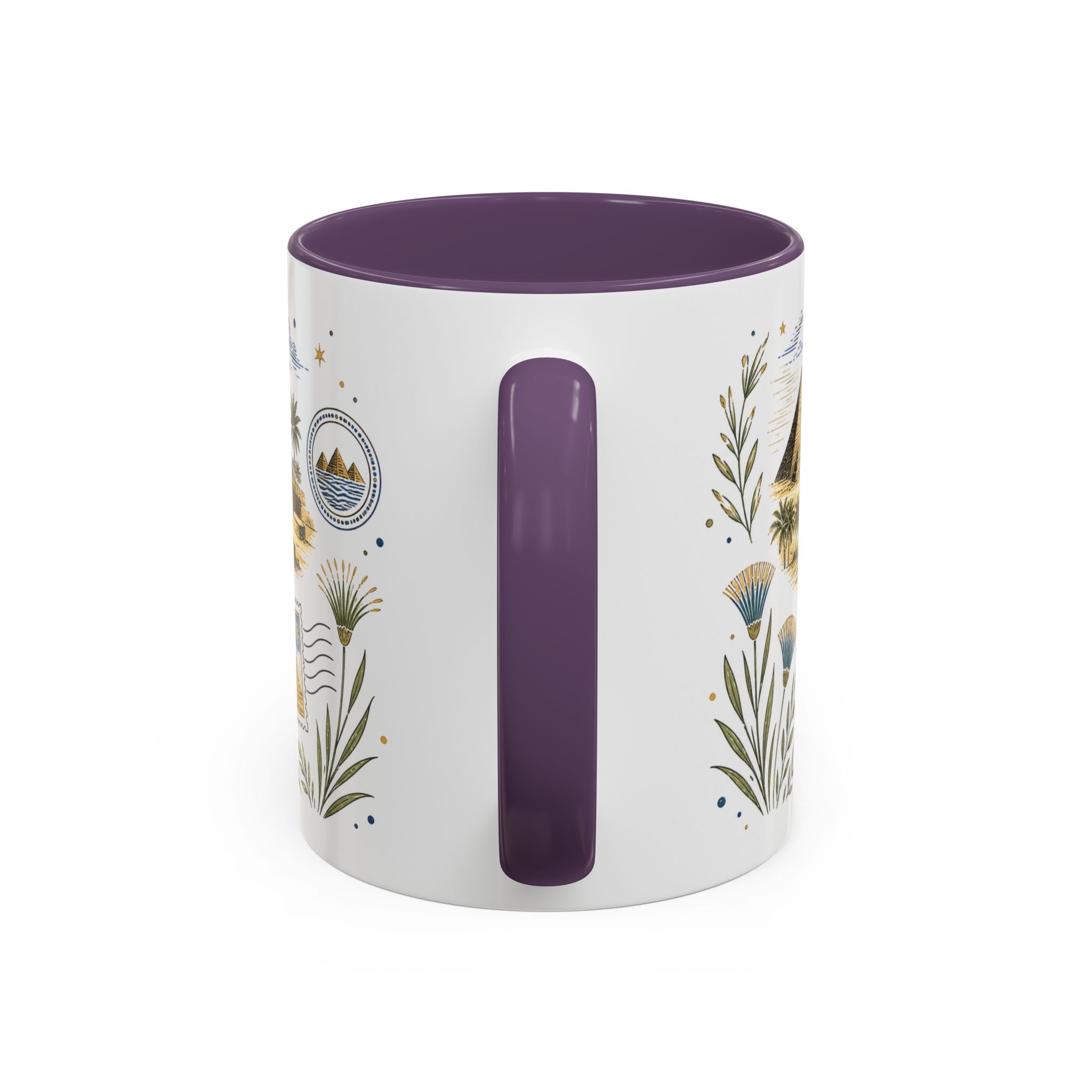Pyramids of Giza Coffee Mug | Travel Destination Souvenir Gift | Accent Color Ceramic 11oz 15oz